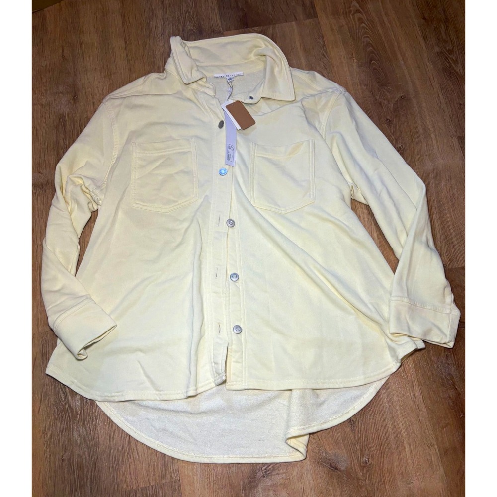 Jane + Delancey Women's Ivory Terry Button-Up Shirt Pockets Collared 1X